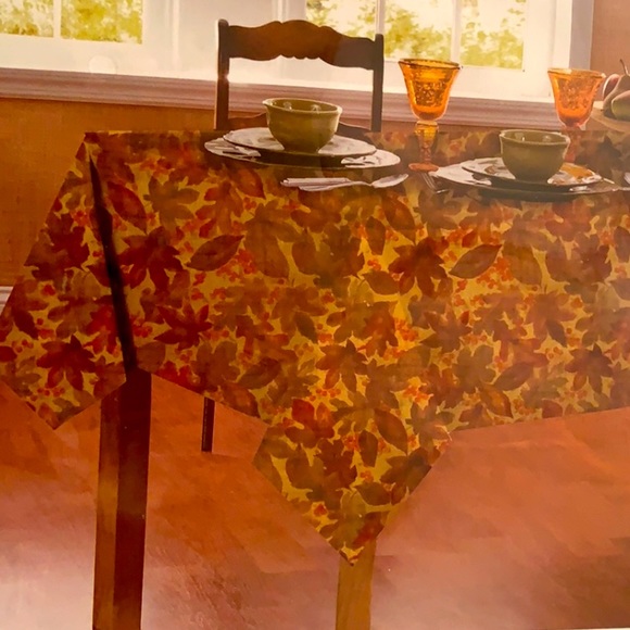 52”x78 Oblong Table Cloth Fall Autumn Leave Thanksgiving Dinner Party Halloween - Picture 12 of 12